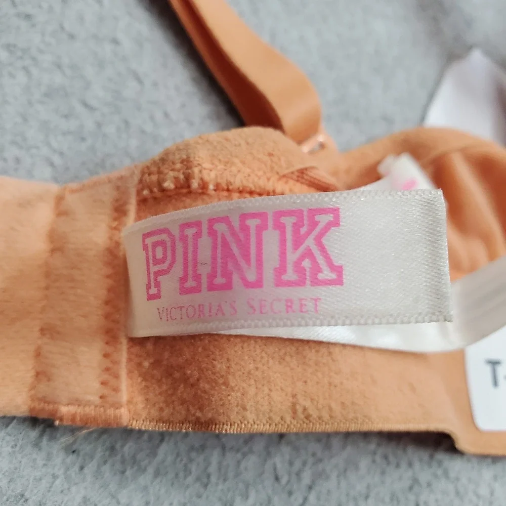 PINK Victoria's Secret Women Bra 36D Peach Wear Everywhere T Shirt Wireless